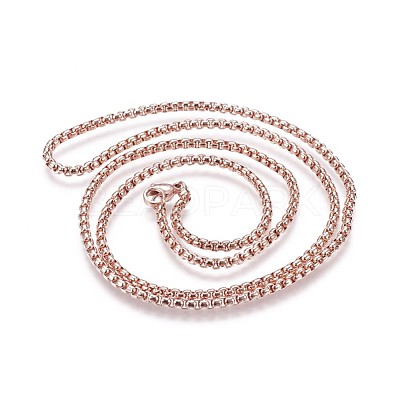 304 Stainless Steel Box Chain Necklaces NJEW-P244-01RG-1