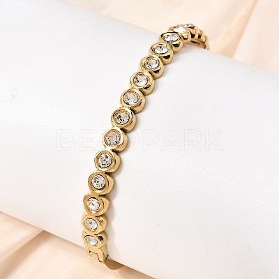 304 Stainless Steel Rhinestone Hinged Bangles for Women BJEW-B168-03D-G-1