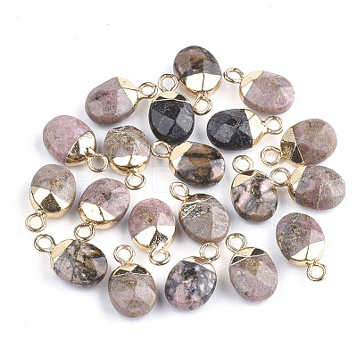 Electroplate Natural Rhodonite Charms G-S344-09B-1