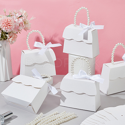 Trapezoid Paper Gift Box with Plastic Imitation Pearl Handles CON-WH0092-65A-1