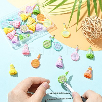 30Pcs 2 Styles Sports Opaque Resin Pendants RESI-CJ0005-35-1