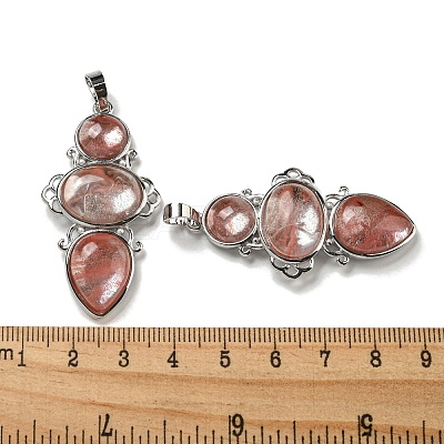 Cherry Quartz Glass Pendants G-Q158-04I-1