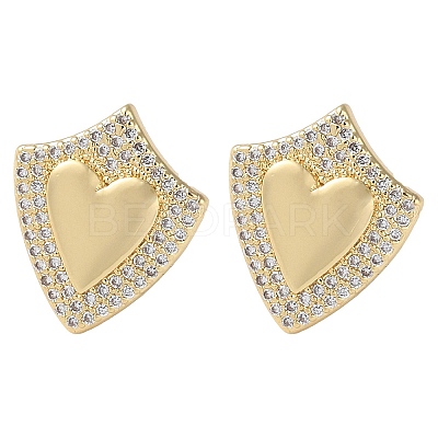 Rack Plating Brass Micro Pave Cubic Zirconia Stud Earrings EJEW-M230-17G-1