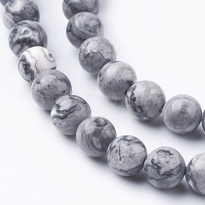 Natural Map Stone/Picasso Stone/Picasso Jasper Beads Strands X-G-G047-6mm-1