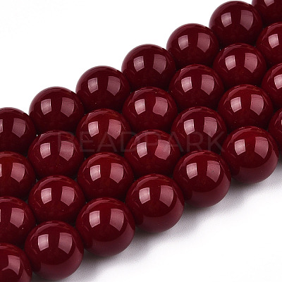 Opaque Solid Color Glass Beads Strands X-GLAA-T032-P10mm-05-1