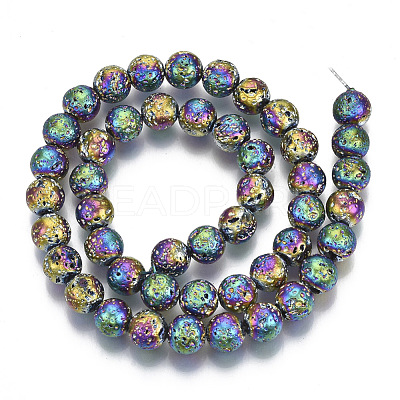 Electroplated Natural Lava Rock Beads Strands G-S352-30C-02-1