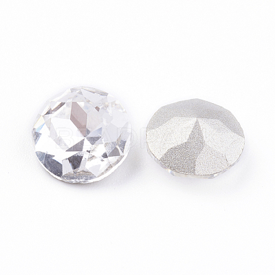Pointed Back & Back Plated Glass Rhinestone Cabochons RGLA-J012-10mm-001-1