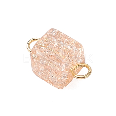 12Pcs 6 Colors Crackle Glass Cube Links Connector Charms PALLOY-JF04445-1