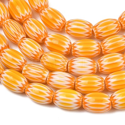 Handmade Millefiori Glass Oval Bead Strands LK-Z001-01B-05-1