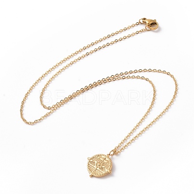 Ion Plating(IP) 304 Stainless Steel Wave Pattern Pendant Necklace for Women NJEW-E014-10G-1