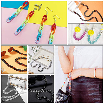 7Pcs 7 Colors Acrylic Chain Purse Bag Handle & Eyeglasses Chains AJEW-PH0001-57-1