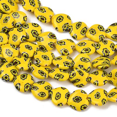 Handmade Millefiori Glass Heart Bead Strands LK-P017-13-1