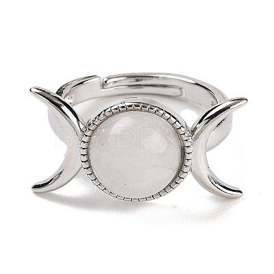 Natural Quartz Crystal Adjustable Rings RJEW-K271-01P-09-1
