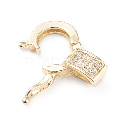 Brass Micro Pave Clear Cubic Zirconia Twister Clasps X-ZIRC-L097-021G-1