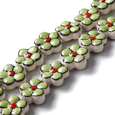 Handmade Porcelain Flower Beads Strands PORC-F003-01L-1