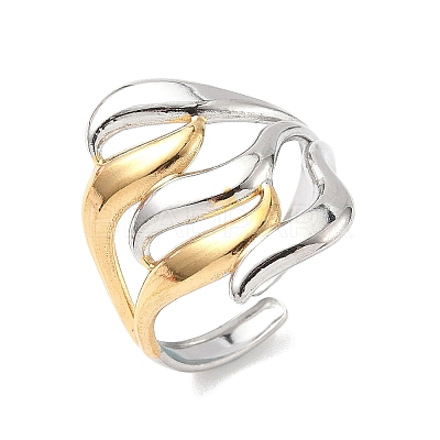 304 Stainless Steel Adjustable Cuff Rings RJEW-S626-01GP-C-1