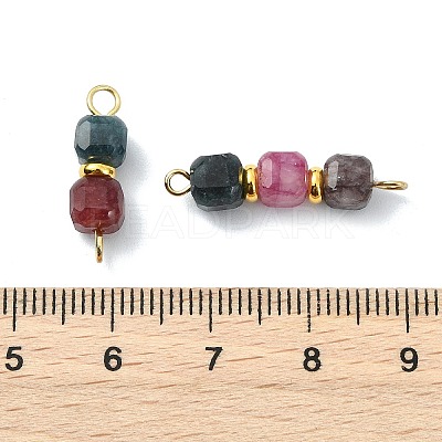 3Pcs 3 Styles Natural Multicolor Tourmaline Faceted Cube Beaded Links Connector Charms PALLOY-JF05291-1