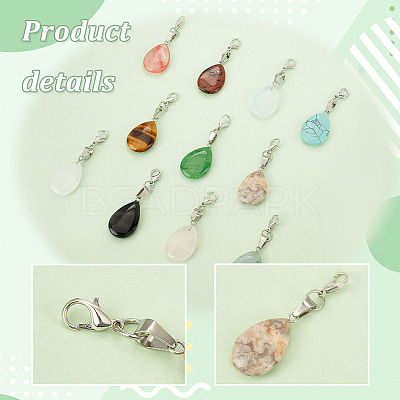Gemstone Teardrop Pendant Decoration HJEW-AB00408-1