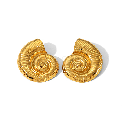 Fashionable Summer Beach Conch 304 Stainless Steel Stud Earrings for Women KA7442-2-1