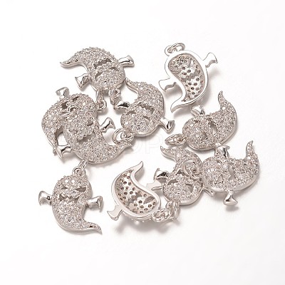 Halloween Brass Cubic Zirconia Pendants ZIRC-K026-02P-NR-1