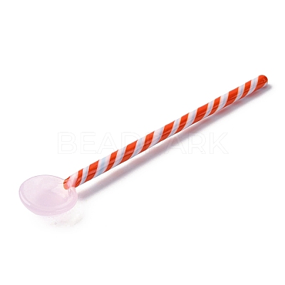 Handmade Glass Stripe Spoons AJEW-A067-02-1