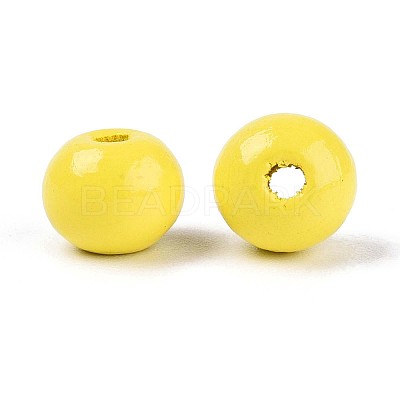 Spray Painted Round Natural Schima Wood Beads WOOD-A018-8mm-04-1