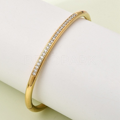 304 Stainless Steel Micro Pave Cubic Zirconia Hinged Bangles for Women BJEW-D408-30G-1