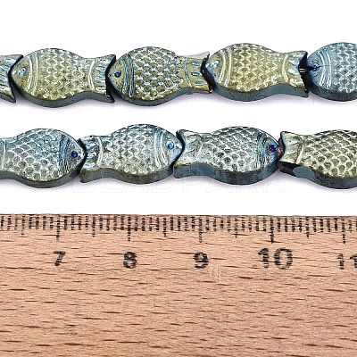 Full Plated Frosted Electroplate Glass Fish Beads Strands EGLA-M001-B01-1