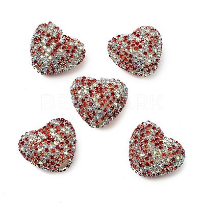 Sparkling Acrylic Heart Beads with Rhinestone Embellishment OACR-NH0001-02B-01-1