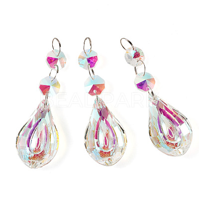 3Pcs Crystal Glass Hanging Sun Catcher AJEW-TADJ0001-08D-1