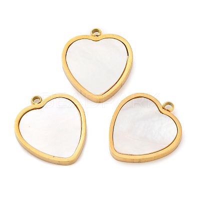 Ion Plating(IP) 304 Stainless Steel Pave Natural Shell Pendants STAS-Z100-02G-02-1