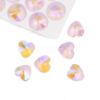 Pointed Back Electroplate Faceted Glass Pendants EGLA-N006-046-1