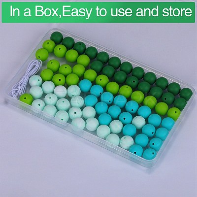 80Pcs 4 Style Round Silicone Focal Beads SIL-SZ0001-22C-1