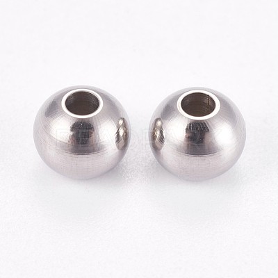 Tarnish Resistant 304 Stainless Steel Smooth Round Beads STAS-M006-01A-1