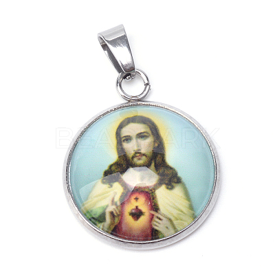 Jesus Theme Glass Pendants X-GLAA-R187-P-1