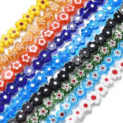 Handmade Millefiori Lampwork Beads Strands LAMP-F035-09-1