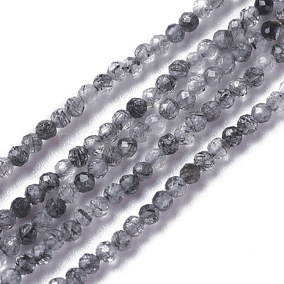 Natural Black Rutilated Quartz Beads Strands G-F596-25A-3mm-1