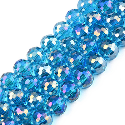 Electroplate Transparent Glass Beads Strands LS-EGLA-N002-46-H06-1