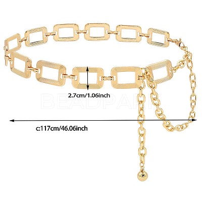Zinc Alloy Textured Rectangle Link Chain Waist Chain Belts for Women FS-WG590D2-01-1