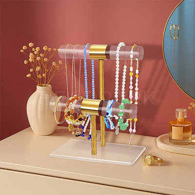 Acrylic & 
Stainless Steel T Bar Jewely Display Stands ODIS-WH0108-022-1