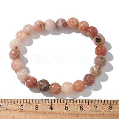 Natural Plum Blossom Jasper Beads Stretch Bracelets X-BJEW-F380-01-B08-1