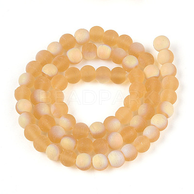 Frosted Transparent Glass Beads Strands GLAA-T032-T6mm-MBB08-1