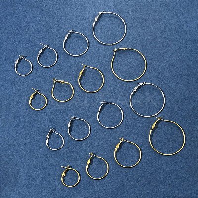 32Pcs 8 Styles Iron Huggie Hoop Earring Findings IFIN-FS0001-49A-1