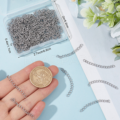 100 Strands 304 Stainless Steel Chain Extender STAS-BBC0005-51B-1