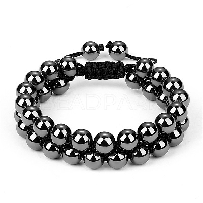 Synthetic Hematite Braided Bead Bracelet BJEW-SW00001-18-1
