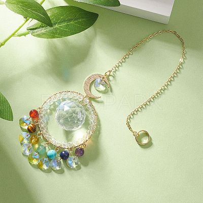 Natural Gemstone Bead Pendant Decorations HJEW-TA00014-1