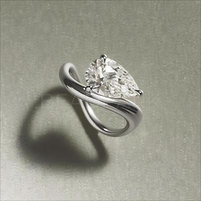 Brass Pave Single Cubic Zirconia Finger Rings for Women LS-ZK8046-8-1