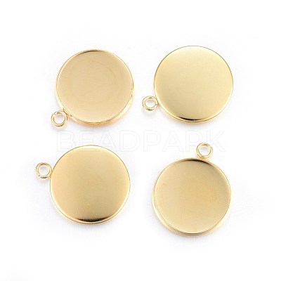 Rack Plating 304 Stainless Steel Pendant Cabochon Settings X-STAS-F191-14G-F-1
