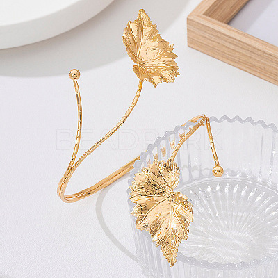 Adjustable Alloy Leaf Upper Arm Cuff Bangles for Women WG0B50C-01-1