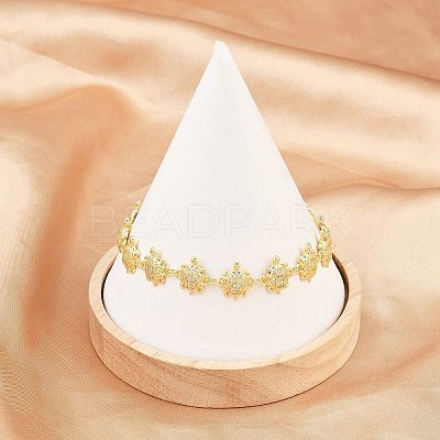 Brass Micro Pave Clear Cubic Zirconia Link Chain Bracelets for Women BJEW-A090-11C-G-1
